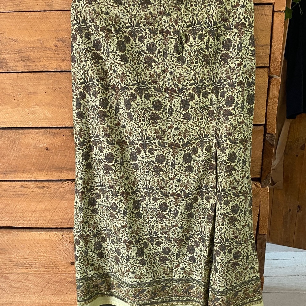 Venezia Olive and Brown Floral Maxi Skirt